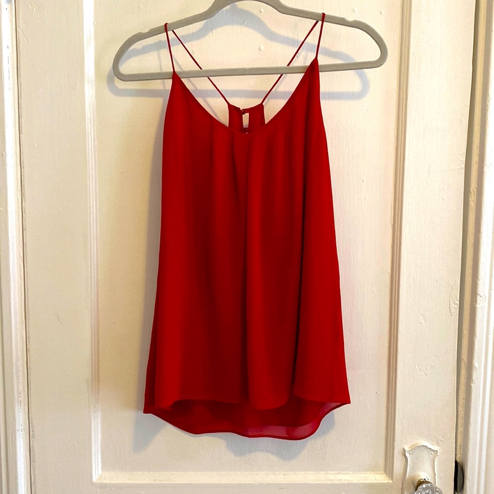 Red tank top with gold buttons